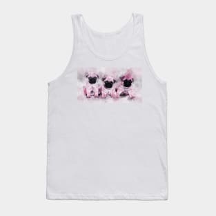 Pink Pug Puppies. Dog Watercolor Portrait 01 Tank Top